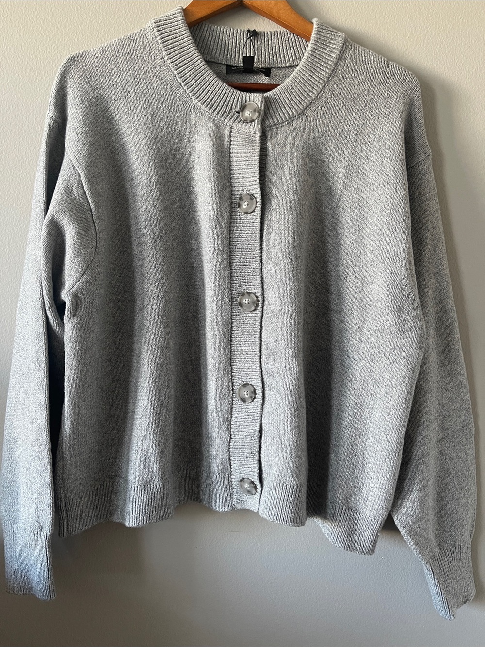Banana Republic Cotton blend Light Gray Button-Up Cardigan Sweater